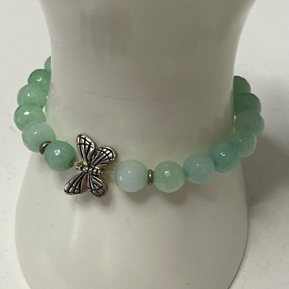 CAREGIVEGROW.ORG bracelet actual faceted blue green stone stretch style jewelry - Picture 7 of 12